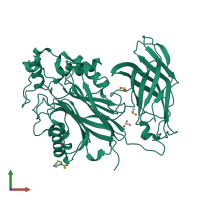 PDB entry 5ryg coloured by chain, front view.