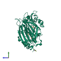 PDB entry 5ryg coloured by chain, side view.