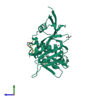 PDB entry 5ryw coloured by chain, side view.