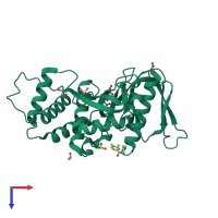 PDB entry 5ryw coloured by chain, top view.
