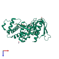 PDB entry 5ryy coloured by chain, top view.