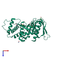 PDB entry 5rz1 coloured by chain, top view.