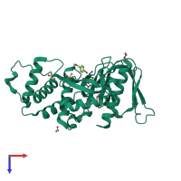 PDB entry 5rzm coloured by chain, top view.