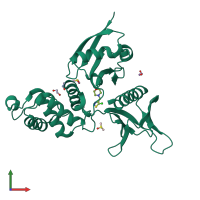 PDB entry 5rzo coloured by chain, front view.