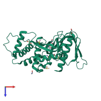 PDB entry 5rzu coloured by chain, top view.