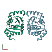 PDB entry 5s37 coloured by chain, front view.