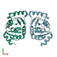 PDB entry 5s3s coloured by chain, front view.