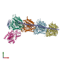 PDB entry 5s4t coloured by chain, front view.