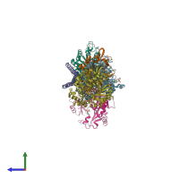 PDB entry 5s4t coloured by chain, side view.