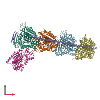PDB entry 5s64 coloured by chain, front view.