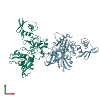 PDB entry 5s6y coloured by chain, front view.