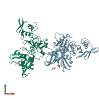 PDB entry 5s70 coloured by chain, front view.