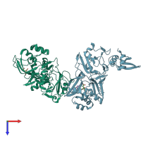 PDB entry 5s70 coloured by chain, top view.