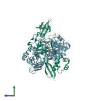 PDB entry 5s71 coloured by chain, side view.