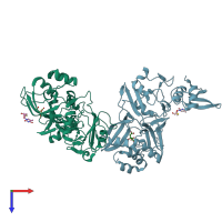 PDB entry 5s71 coloured by chain, top view.
