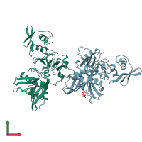 PDB entry 5s72 coloured by chain, front view.