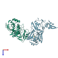 PDB entry 5s72 coloured by chain, top view.