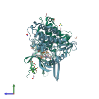 PDB entry 5s78 coloured by chain, side view.