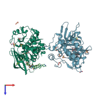PDB entry 5s78 coloured by chain, top view.