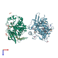 PDB entry 5s7x coloured by chain, top view.