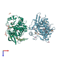 PDB entry 5s7z coloured by chain, top view.