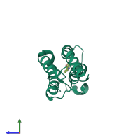 PDB entry 5s8d coloured by chain, side view.