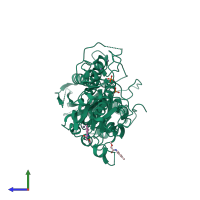 PDB entry 5sl0 coloured by chain, side view.