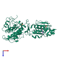 PDB entry 5slp coloured by chain, top view.