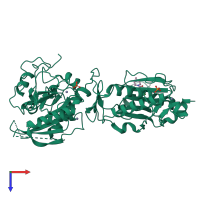 PDB entry 5sm4 coloured by chain, top view.