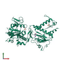PDB 5sm8 coloured by chain and viewed from the front.