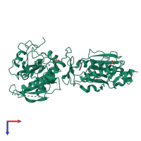 PDB entry 5sm8 coloured by chain, top view.
