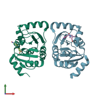 PDB entry 5sqt coloured by chain, front view.