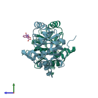 PDB entry 5sqt coloured by chain, side view.