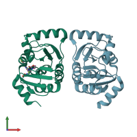 PDB entry 5srs coloured by chain, front view.