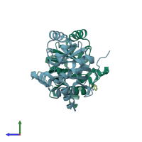 PDB entry 5sse coloured by chain, side view.