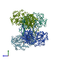 PDB entry 5suk coloured by chain, side view.