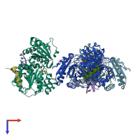 PDB entry 5sup coloured by chain, top view.