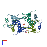 PDB entry 5suy coloured by chain, top view.