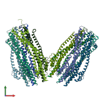 PDB entry 5sv0 coloured by chain, front view.