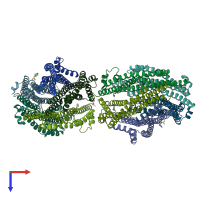PDB entry 5sv0 coloured by chain, top view.