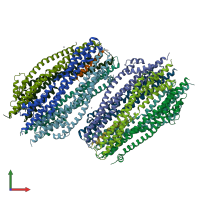 PDB entry 5sv1 coloured by chain, front view.