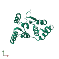 PDB entry 5sv2 coloured by chain, front view.