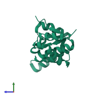 PDB entry 5sv2 coloured by chain, side view.