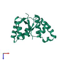 PDB entry 5sv2 coloured by chain, top view.