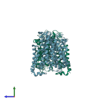 PDB entry 5sv9 coloured by chain, side view.