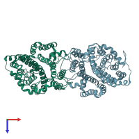 PDB entry 5sv9 coloured by chain, top view.