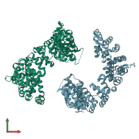 PDB entry 5svd coloured by chain, front view.