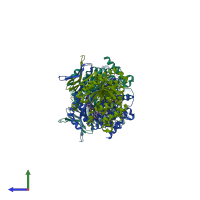 PDB entry 5svf coloured by chain, side view.