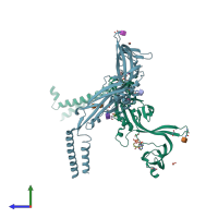 PDB entry 5svl coloured by chain, side view.