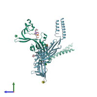 PDB entry 5svp coloured by chain, side view.